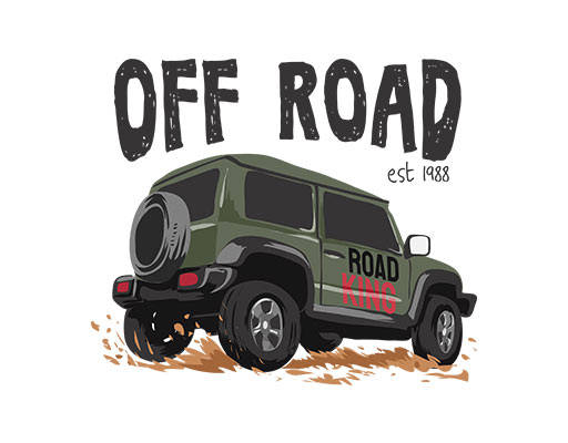 卡通吉普车手绘汽车涂鸦英文字母图案