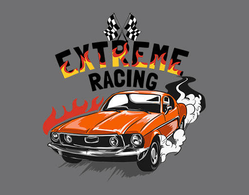 卡通汽车图案手绘小轿车火焰图案赛车图案