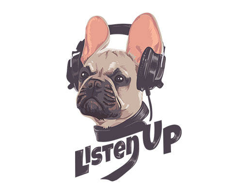 带耳机的小狗卡通动物手绘卡通狗头像耳机狗