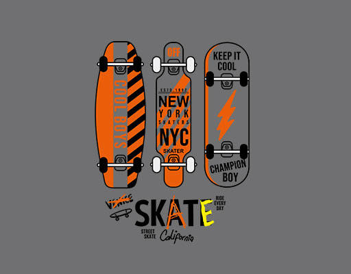 卡通滑板手绘卡通滑板手写英文字母图案