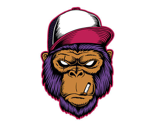 卡通动物头像大猩猩头像戴帽子的大猩猩猴子头像