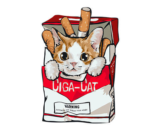 卡通猫咪图案手绘烟盒猫咪头像香烟盒子手绘卡通动物头像