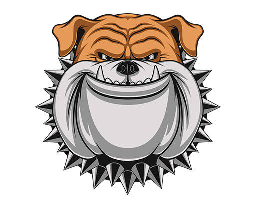 卡通小狗头像手绘卡通动物链子狗头斗牛犬头像哈巴狗