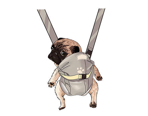 背带狗图案手绘卡通动物可爱狗可爱卡通动物