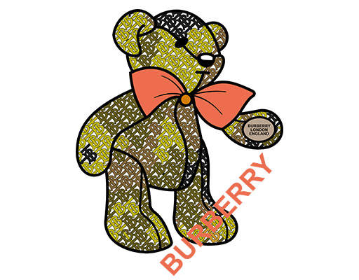 卡通小熊巴宝莉小熊TB小熊手绘小熊剪影burberry