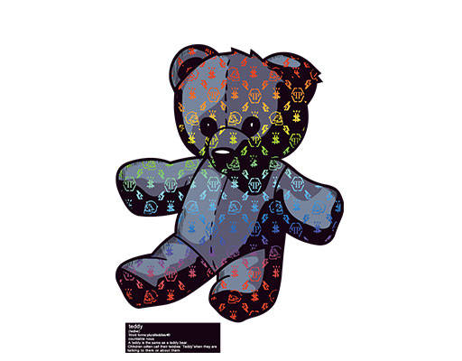 彩色小熊图案手绘卡通动物彩色熊手绘小熊渐变小熊骷颅头