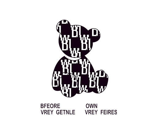 卡通文字小熊剪影图案手绘卡通动物断头小熊