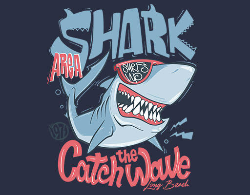 卡通鲨鱼图案手绘卡通鲨鱼戴眼镜的鲨鱼海洋动物鱼鲸鱼