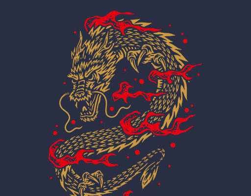 卡通龙图案手绘龙图腾图案火焰图案