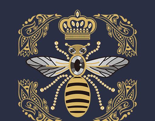 卡通蜜蜂图案手绘卡通动物花纹图案烫钻图案皇冠