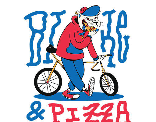 卡通猫咪图案手绘卡通猫骑自行车的猫变形英文字母