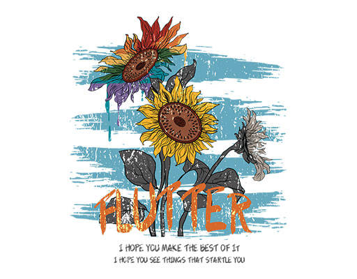 卡通花朵图案向日葵图案手绘菊花图案涂鸦英文字母