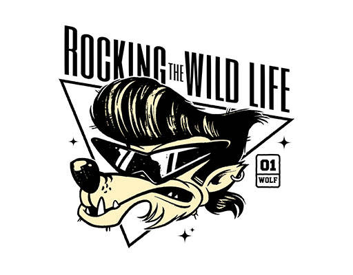 卡通狼头手绘卡通动物简笔卡通戴墨镜的狼头