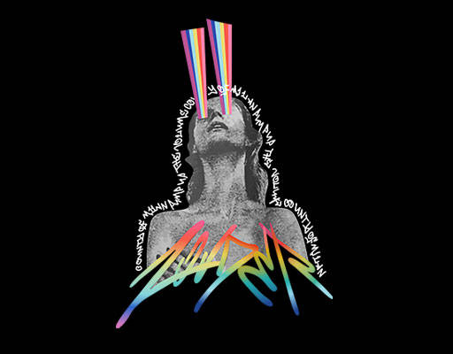 卡通女孩头像手绘人物头像渐变英文字母图案手写英文字母外星人女头像