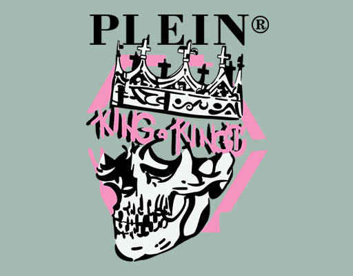 卡通骷髅头图案皇冠骷髅涂鸦卡通骷髅plein英文字母