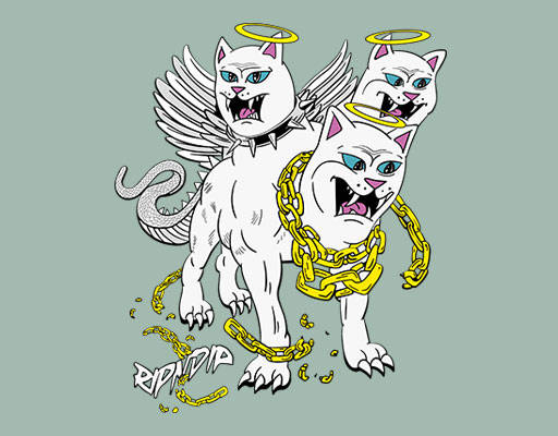 卡通动物图案卡通狗图案三头狗手绘狗锁链