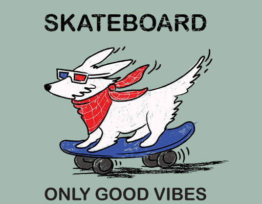 滑板小狗图案手绘卡通动物简笔卡通狗