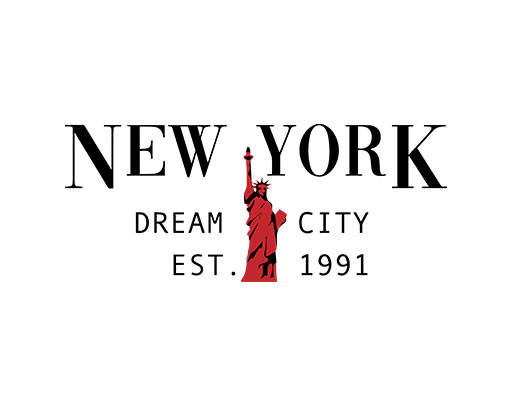 new york英文字母自由女神像图案人物雕塑图案