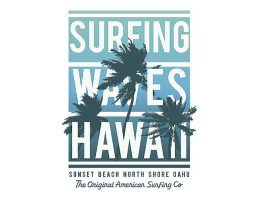 椰子树图案卡通树木英文字母图案简约文字