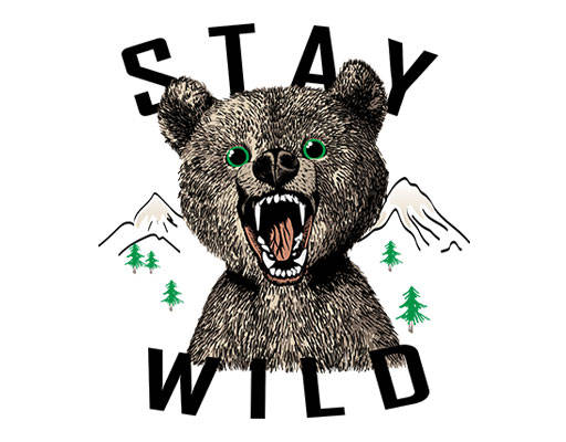 卡通小熊头像愤怒小熊手绘卡通动物山峰