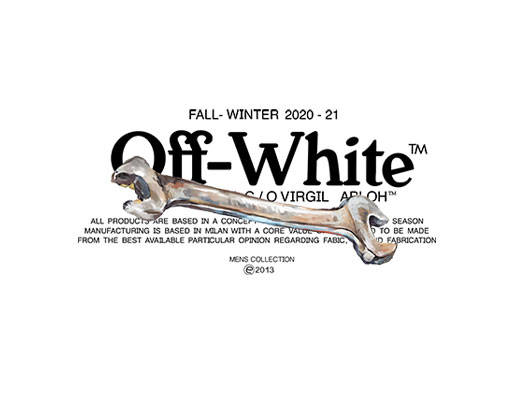 卡通扳手图案off white英文字母简约文字矢量螺丝刀