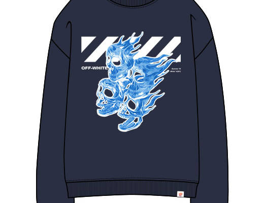 卡通骷髅头图案火焰骷髅线条英文字母图案蓝色骷髅头