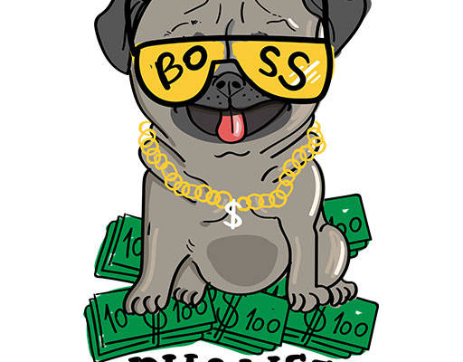 卡通动物矢量卡通小狗矢量戴眼镜的小狗哈巴狗金钱狗