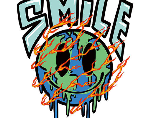 卡通地球矢量火焰地球手绘卡通地球涂鸦地球表情矢量