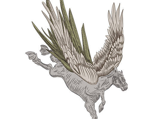 卡通飞马矢量手绘卡通动物翅膀马图案