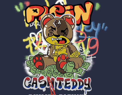 卡通小熊矢量涂鸦小熊英文字母矢量