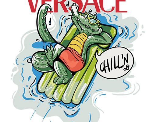 卡通鳄鱼矢量手绘卡通动物晒太阳的鳄鱼卡通动物手绘鳄鱼