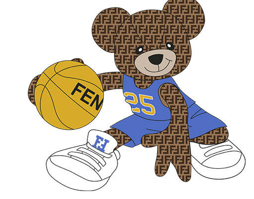 打篮球小熊矢量手绘卡通动物芬迪小熊矢量卡通动物