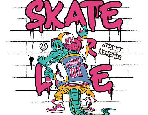 卡通鳄鱼矢量手绘卡通动物喷溅卡通动物涂鸦卡通鳄鱼