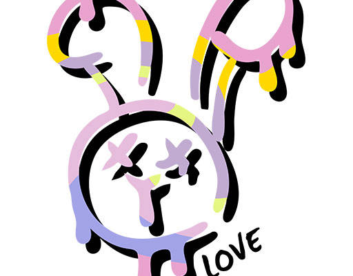 卡通兔子剪影矢量彩色兔子头像简笔卡通动物头像涂鸦卡通