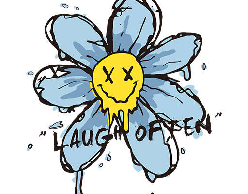 彩色花朵矢量手绘花朵花瓣矢量微笑表情矢量手绘花瓣