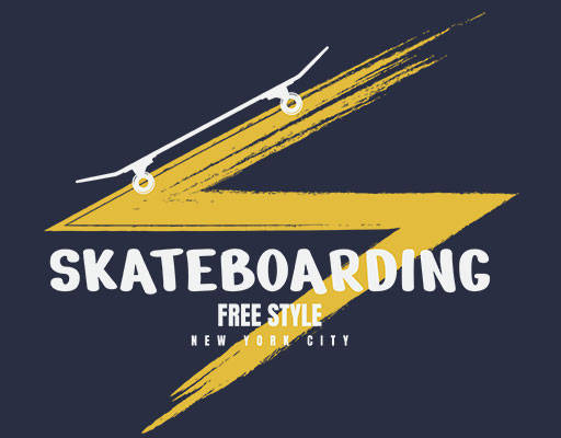 闪电矢量滑板剪影矢量手写英文字母矢量