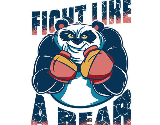 卡通熊猫矢量手绘卡通动物拳击熊猫破碎英文字母矢量