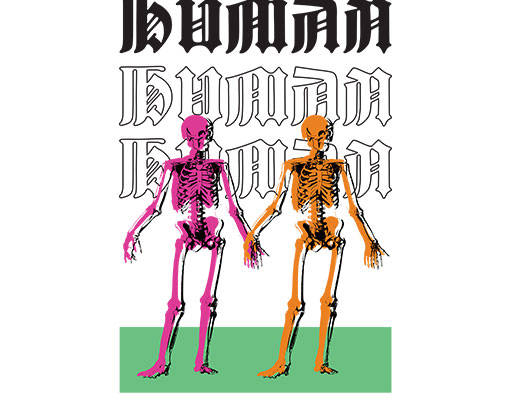 卡通骷髅头矢量手绘卡通骷髅手写英文字母矢量彩色骷髅头