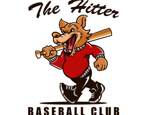 卡通动物矢量卡通狼图案棒球狼手写英文字母简笔卡通狼