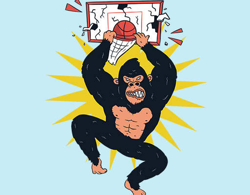 卡通猴子矢量大猩猩矢量打篮球的大猩猩