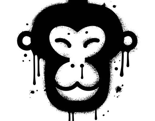 卡通猴子头像手绘卡通动物涂鸦猴子头喷溅猴子头像
