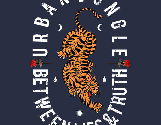 卡通老虎矢量手绘卡通动物破碎英文字母矢量鲜花