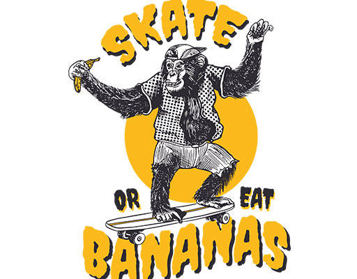 卡通动物矢量手绘卡通大猩猩滑板大猩猩手绘大猩猩猴子图案