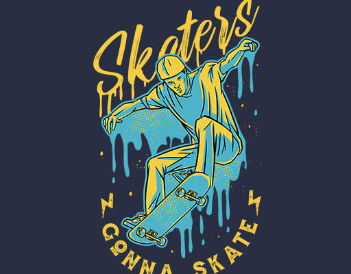 滑板男孩矢量手绘卡通人物矢量手写英文字母矢量涂鸦男孩