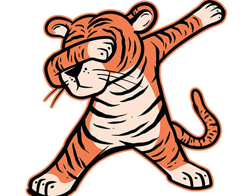 卡通老虎矢量手绘卡通动物起飞动作可爱卡通老虎简笔老虎