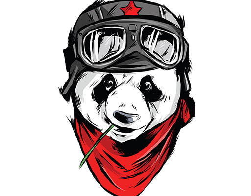 卡通熊猫图案手绘卡通动物戴头盔的熊猫头卡通动物头像