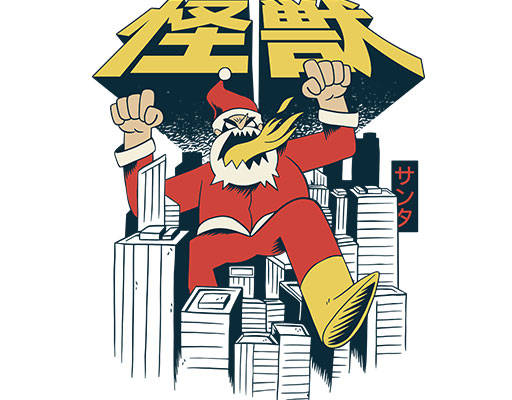 卡通圣诞老人矢量手绘卡通人物怪兽文字城市建筑