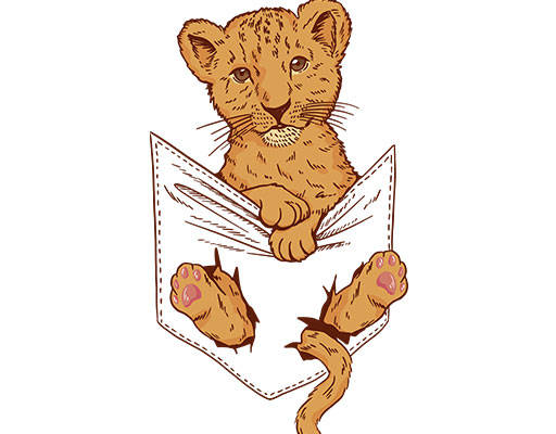 卡通老虎矢量手绘卡通动物口袋老虎小老虎图案