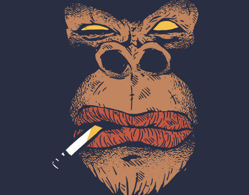 彩色大猩猩头像卡通动物头像吸烟的大猩猩卡通动物