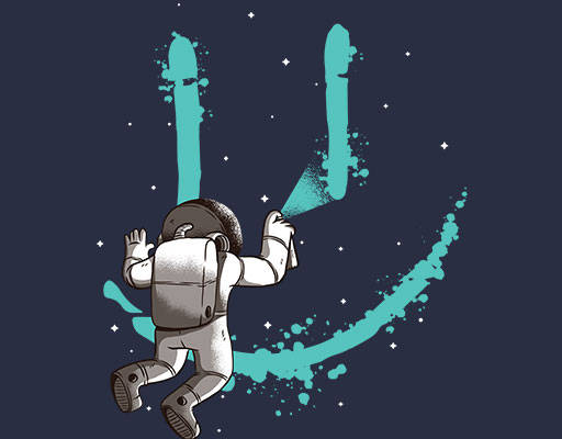 卡通宇航员图案喷溅笑脸图案卡通人物微笑表情矢量